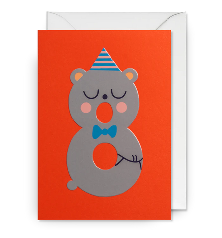 Eight Today Bear Birthday Card