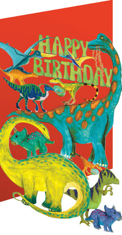 Happy Birthday Lasercut Dinosaurs Card
