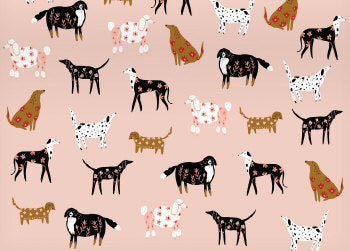 Ginger Pink Dogs Wrapping Paper by Roger La Borde