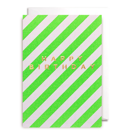 Diagonal Stripes Happy Birthday Card