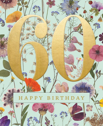 Mint Wild Meadow 60th Birthday Card