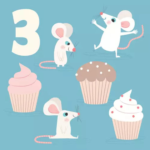 Mouse Three Birthday Card