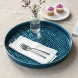 Round Enamel 30cm Tray - Blue
