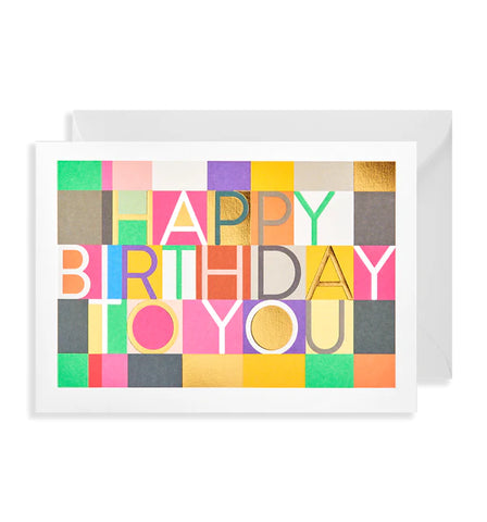 Colourful Squares Happy Birthday To You Card