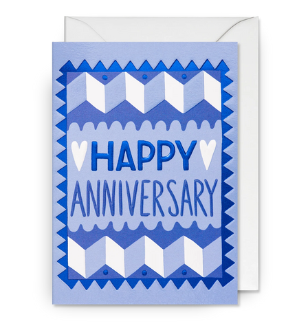 Happy Anniversary Blue Pattern Card