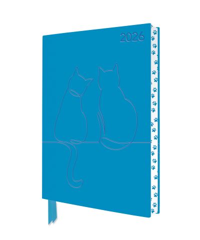 Two Happy Cats 2026 Artisan Art Vegan Leather Diary Planner - Page to View With