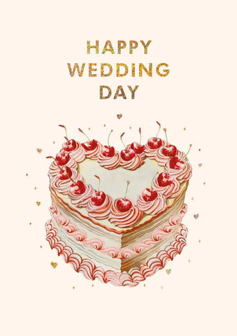 Wedding Day Cake & Cherries Card