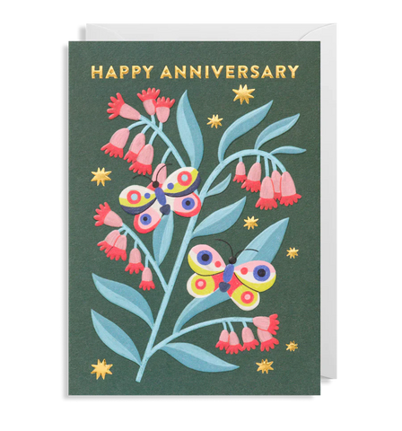 Happy Anniversary Flowers & Butterflies Card