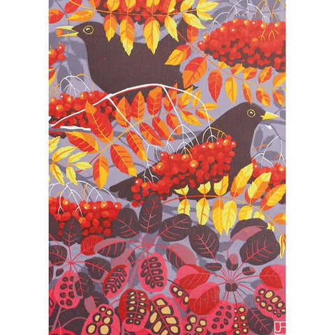 Blackbird Amongst The Berries Card