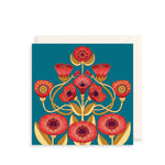 Poppies On Teal Blue Card
