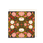 Herbarium White & Pink Floral Card Dark