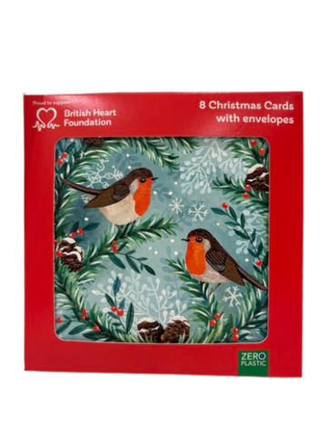 Robin Wreath British Heart Foundation Cards 8 Pack