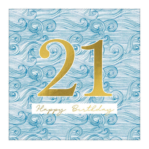 Blue Waves 21st Birthday Card