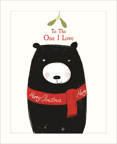 One I Love Bear Mistletoe Card