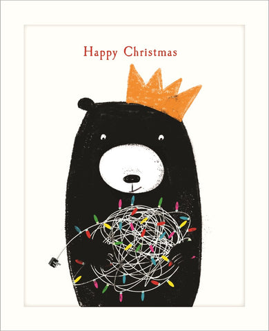 Bear and Christmas Lights Card