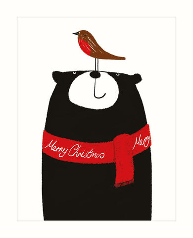 Bear and Robin Christmas Card