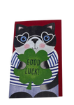 Good Luck Cat & Shamrock Card