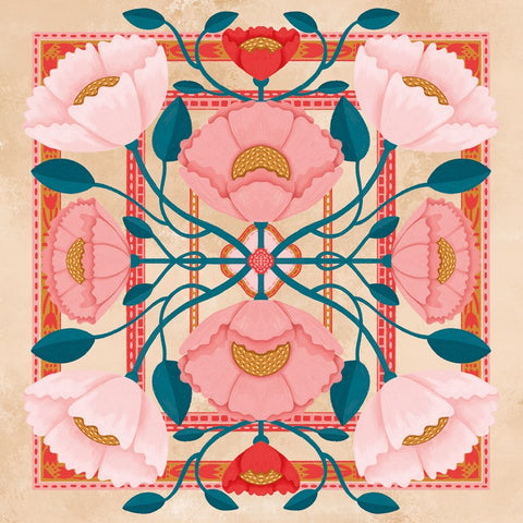 Herbarium Pink Flowers Border Design Card