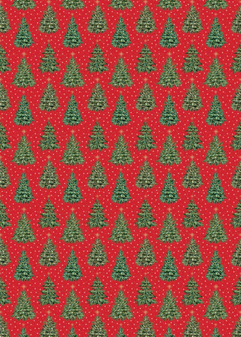 Christmas Trees Red Roll Wrap