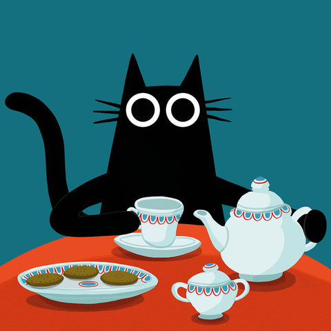 Catwalk Cat & Tea Card