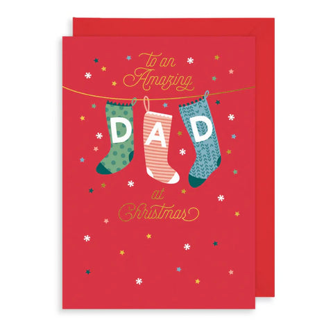 Dad Stockings Christmas Card