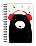 Bear in Headphones A4 Spiral Notebook