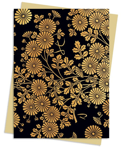 Black & Gold Chrysanthemums Card