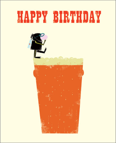 Happy Birthday Diving Into A Pint Card