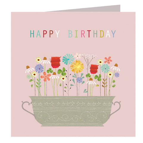 Happy Birthday Vase Of Flowers Card by Kali Stileman
