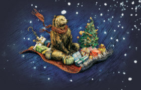 Festive Flying Bear 8 Pack Card