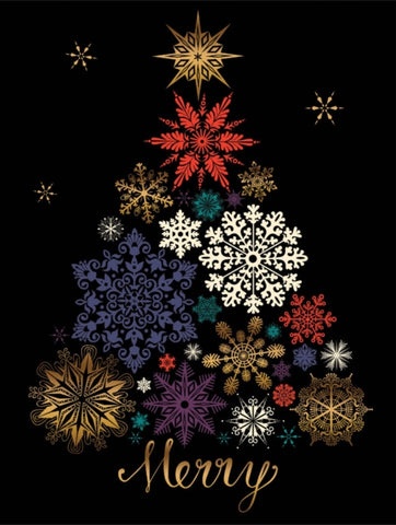 Festive Snow Tree Large Embellished Holiday Notecards by Margaret Berg