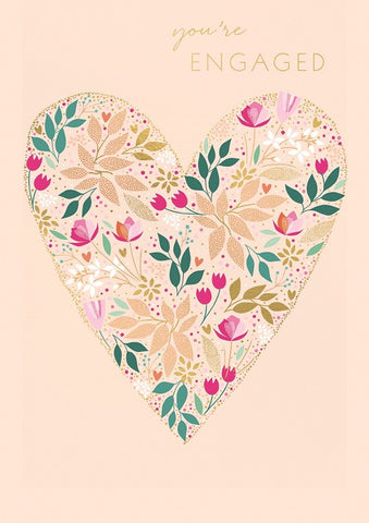 Engaged Floral Heart Card