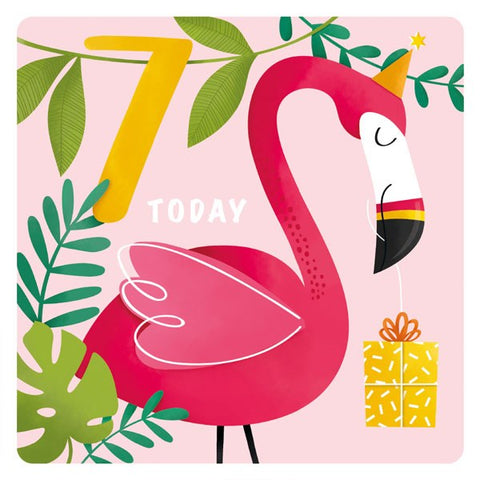 Flamingo 7th Birthday Card