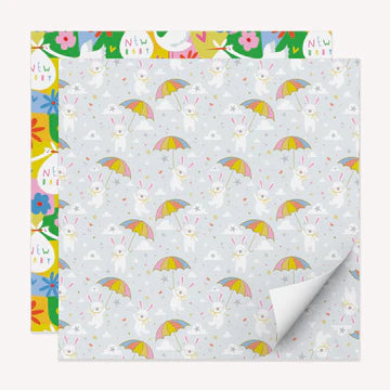 Bunny And Stork Baby Wrapping Paper