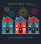 New Year Nordic Houses Card