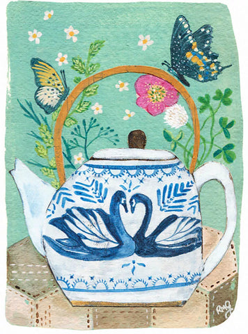 Swan Teapot Card